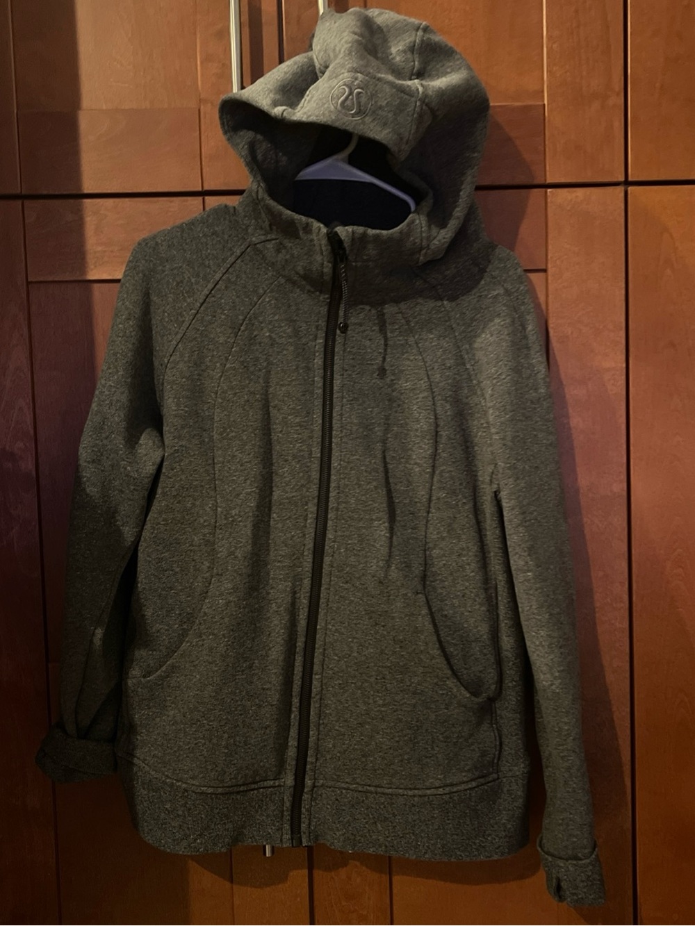 Lululemon Scuba Full Zip Hoodie Black Cotton Fleece Jacket Womens Size 14 Cozy
